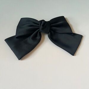 Black Satin Oversized Bowtie French Barrette